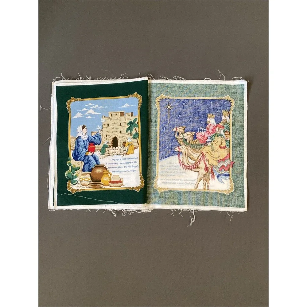 Vintage Christmas Cloth Book Sewing Panel THE NIGHT CHRIST WAS BORN DIY